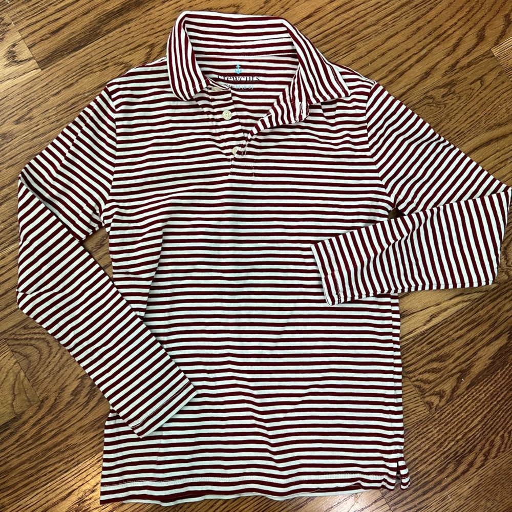 Boys Crewcut Cotton Stripe Polo Long Sleeve Size Medium